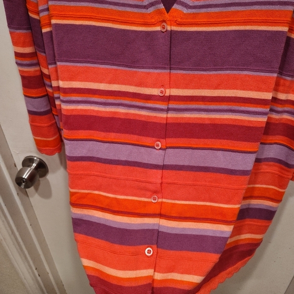 Isaac Mizrahi Live Colorful Stripe V-Neck Cardigan Sweater Sz 4X Casual Kidcore - Picture 7 of 7